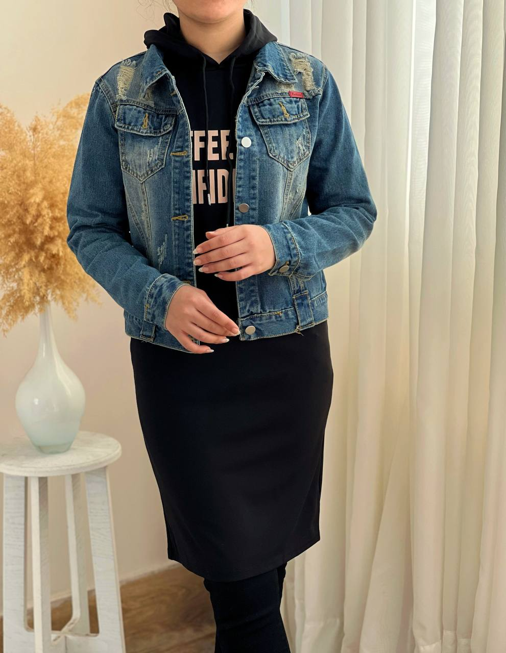 ست دو تیکه سارافن + کت جین کد 2331