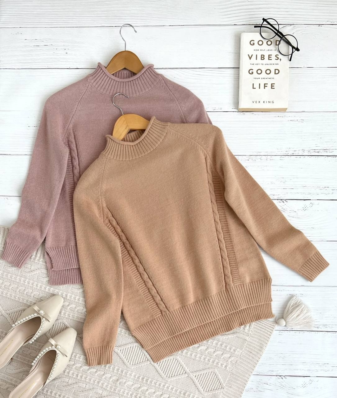 پلیور بافت دو رنگ بغل چاک کد 2334