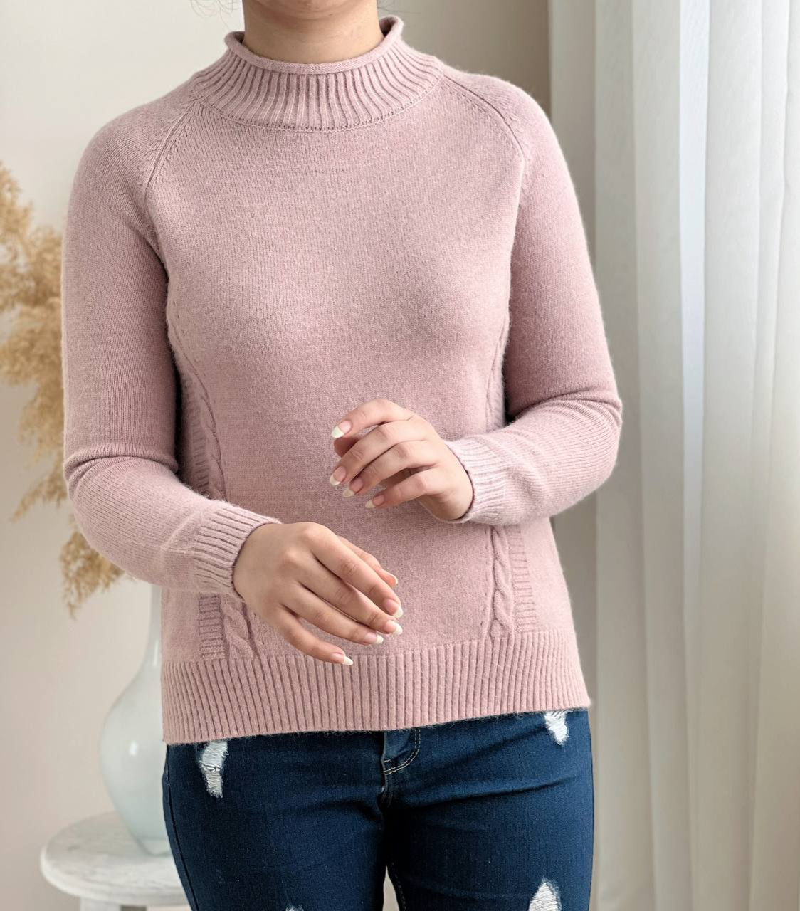 پلیور بافت دو رنگ بغل چاک کد 2334