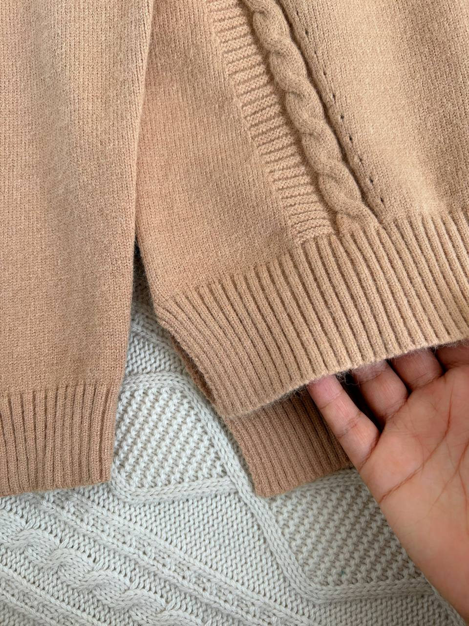 پلیور بافت دو رنگ بغل چاک کد 2334