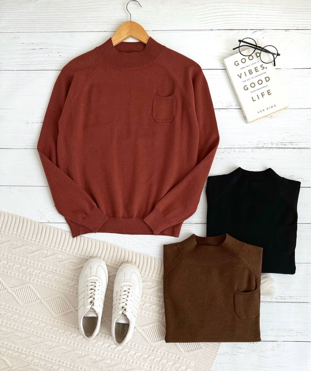 پلیور بافت ساده تک جیب کد 2335