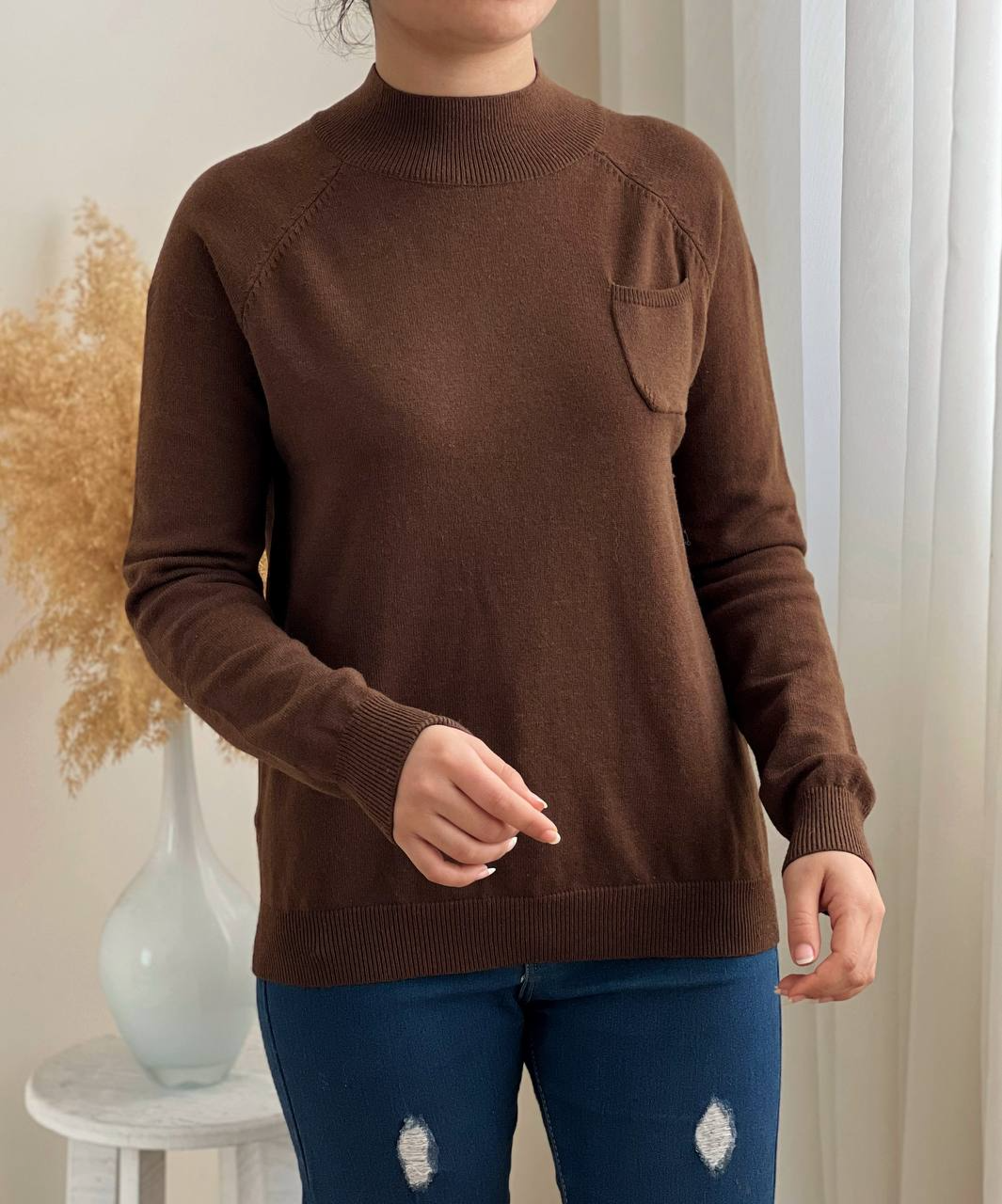 پلیور بافت ساده تک جیب کد 2335