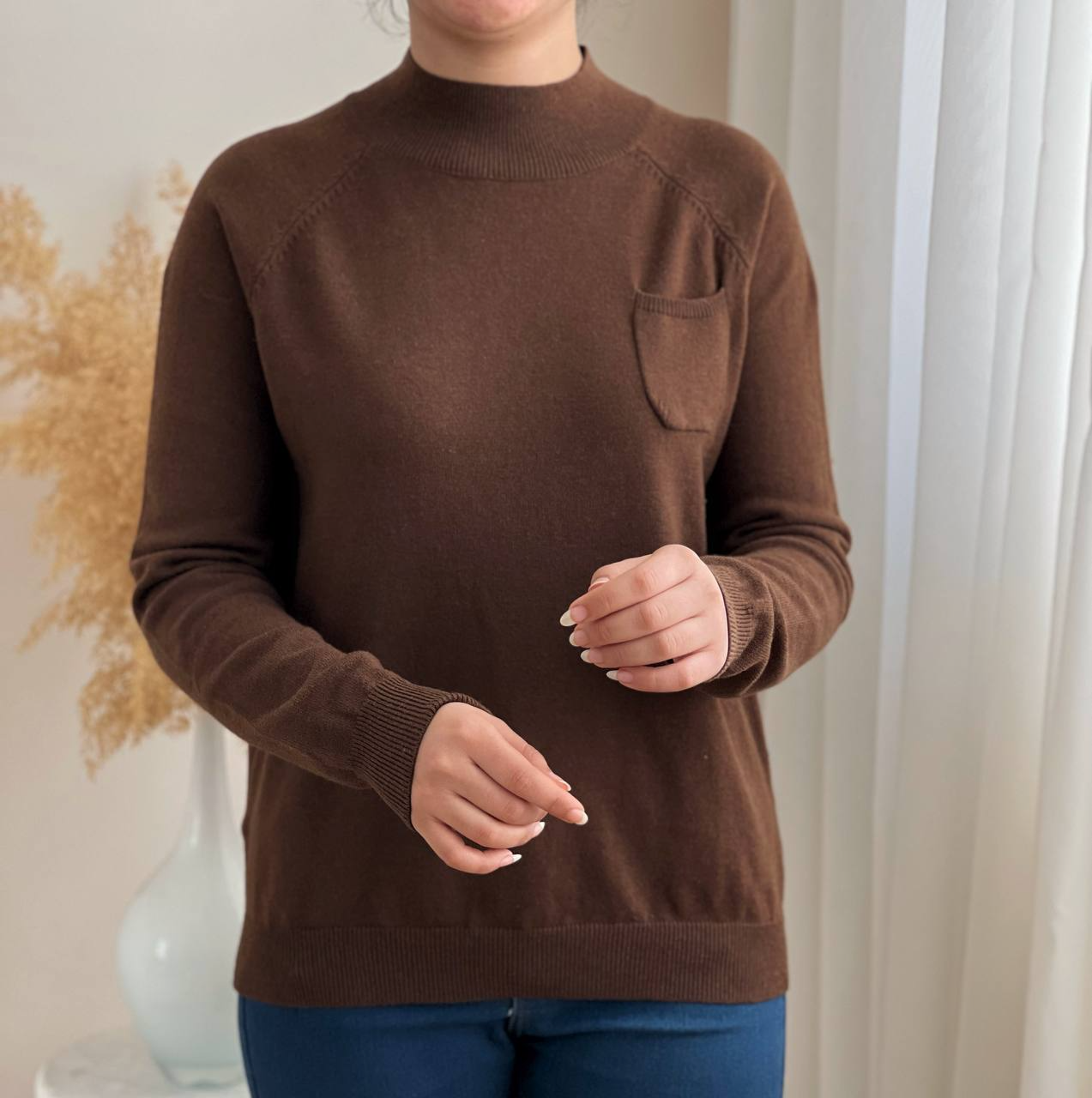 پلیور بافت ساده تک جیب کد 2335