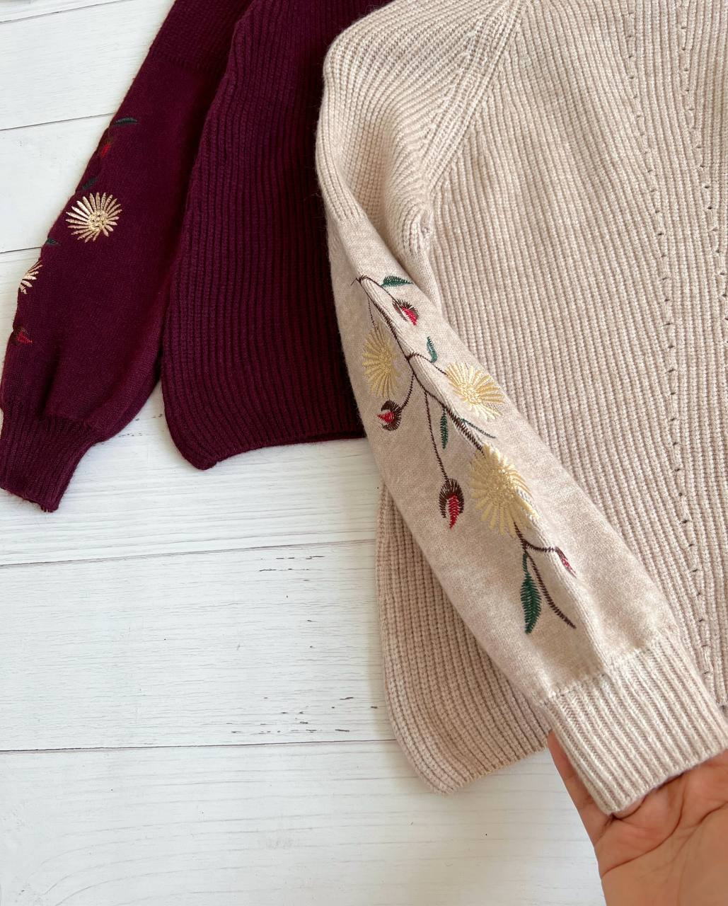 پلیور بافت آستین گلدوزی اوردر کد 2342