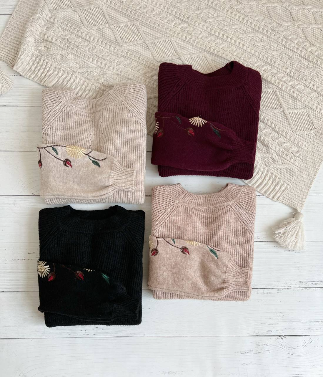 پلیور بافت آستین گلدوزی اوردر کد 2342