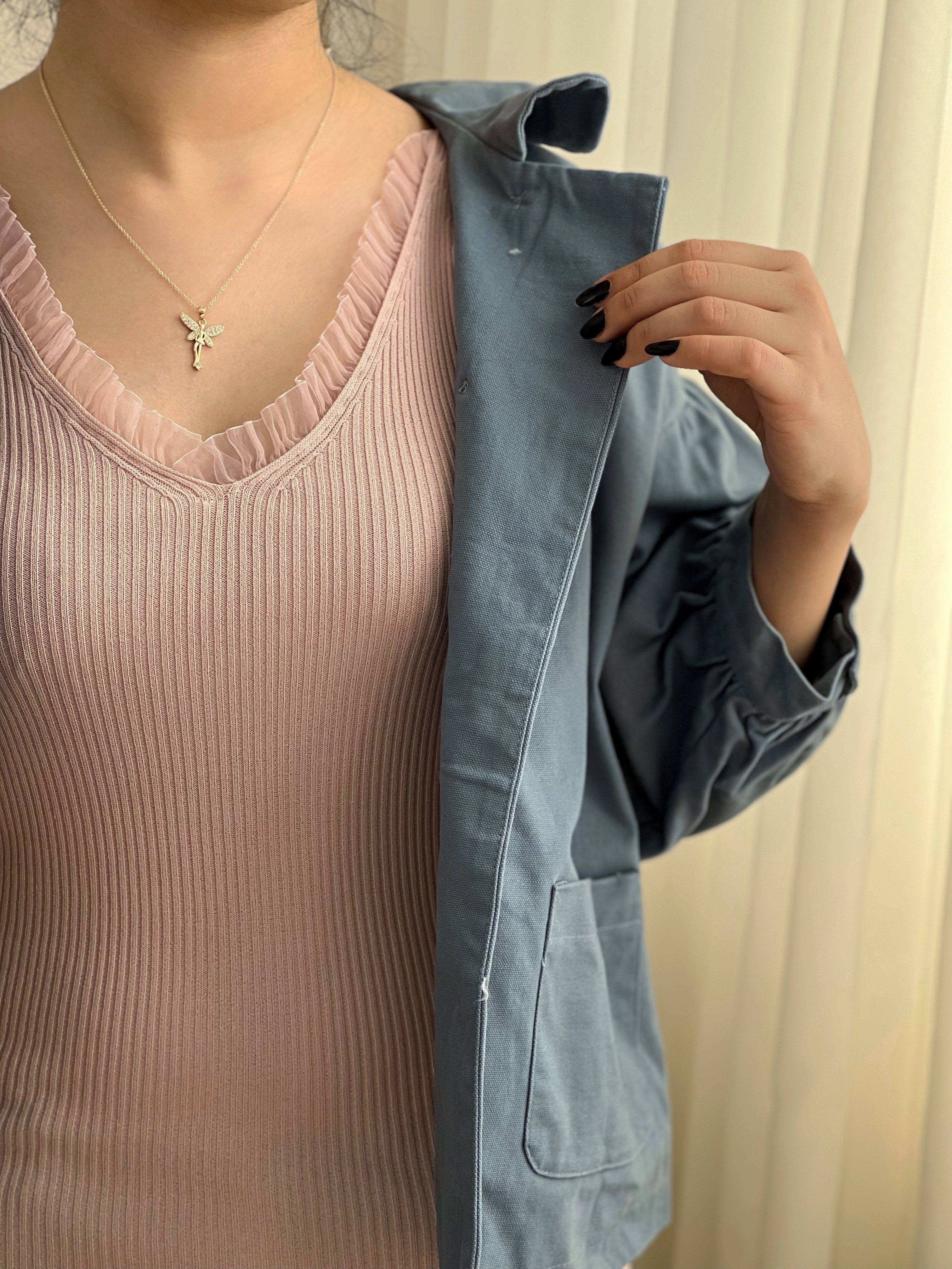 تاپ کبریتی یقه چین دار کد 2357