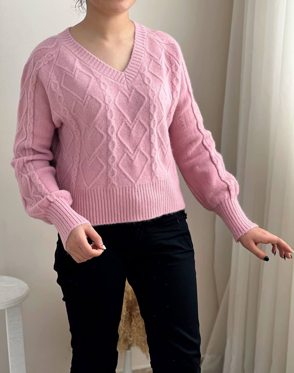 پلیور بافت آستین مچی یقه هفت کد 2359