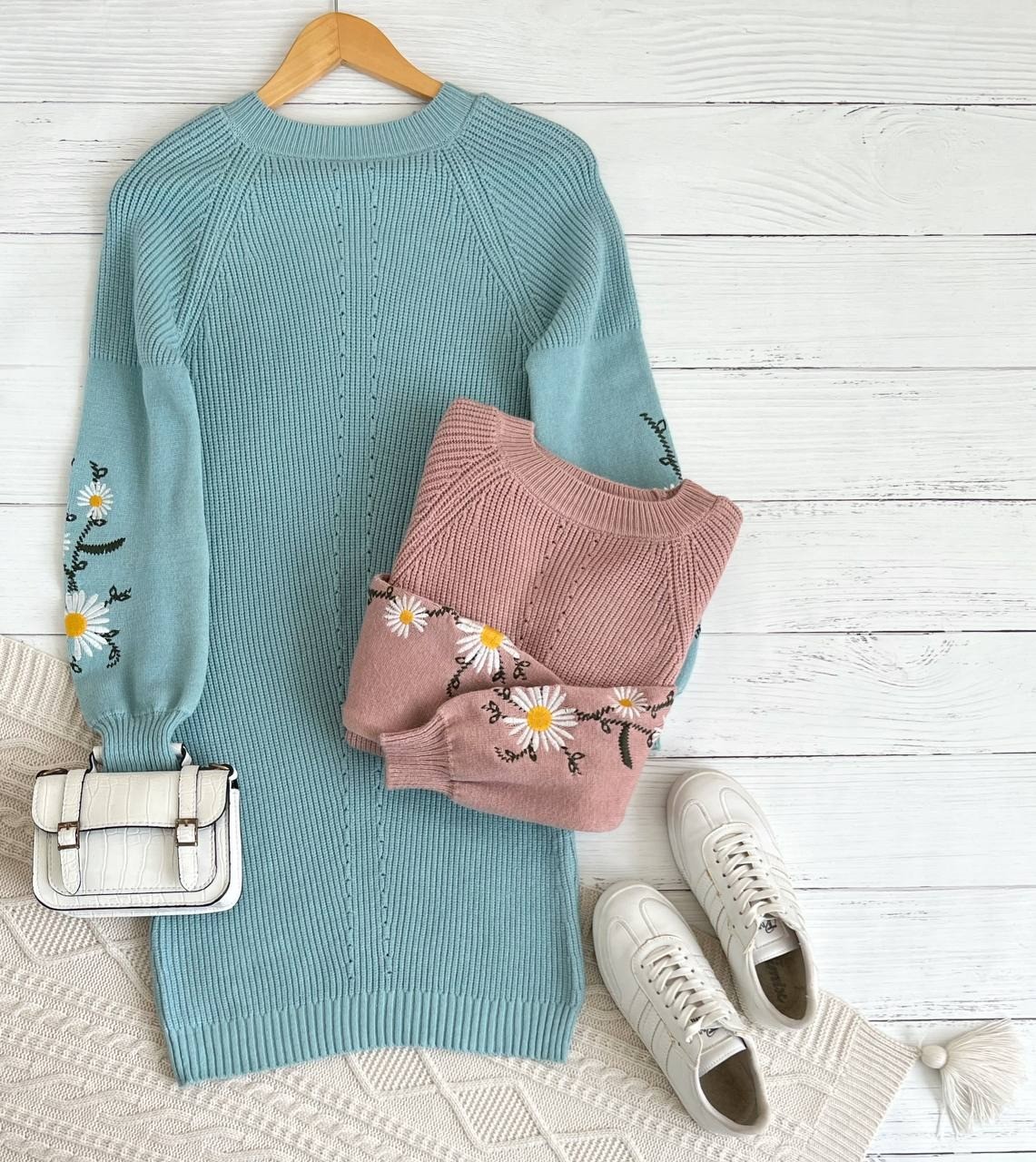 پیراهن بافت آستین گلدوزی کد 2362