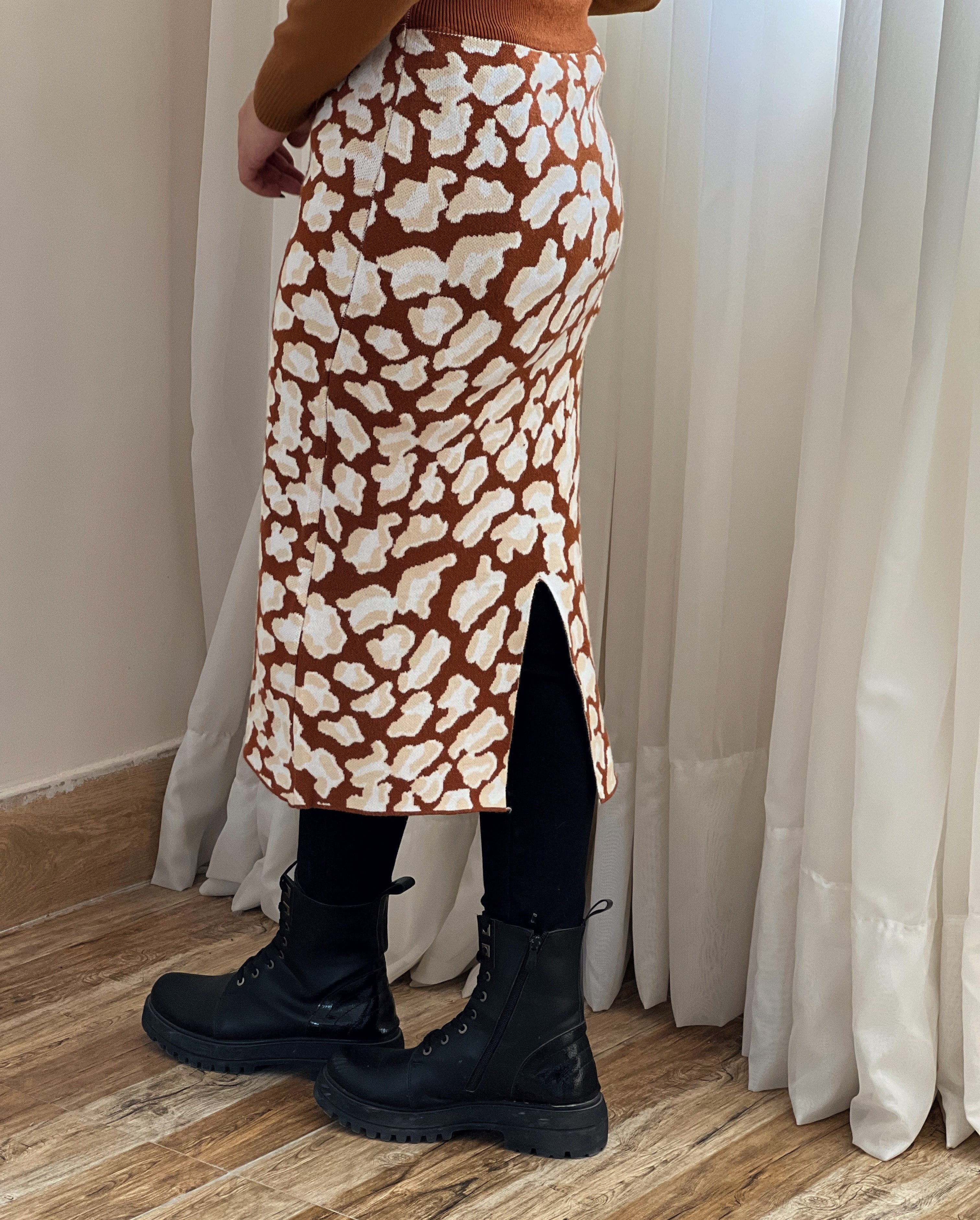 دامن بافت طرحدار کد 2368