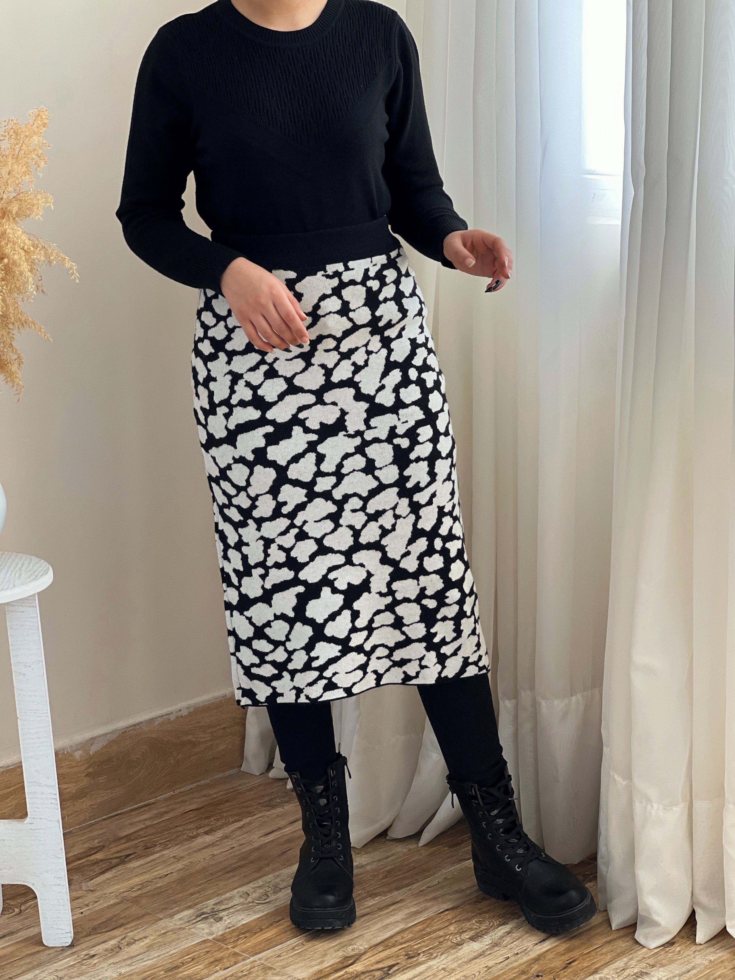 دامن بافت طرحدار کد 2368