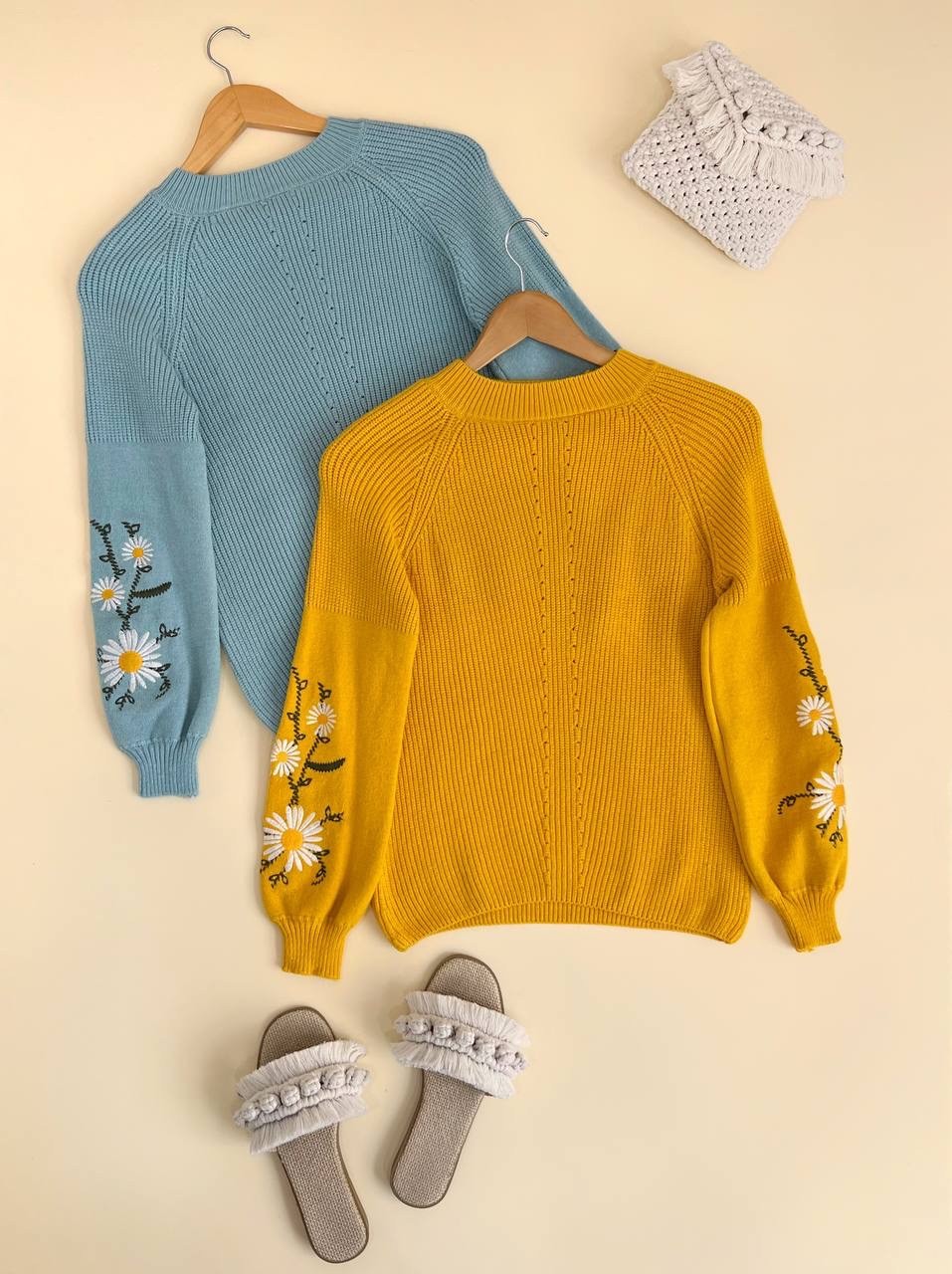 پلیور بافت آستین گلدوزی کد 2384