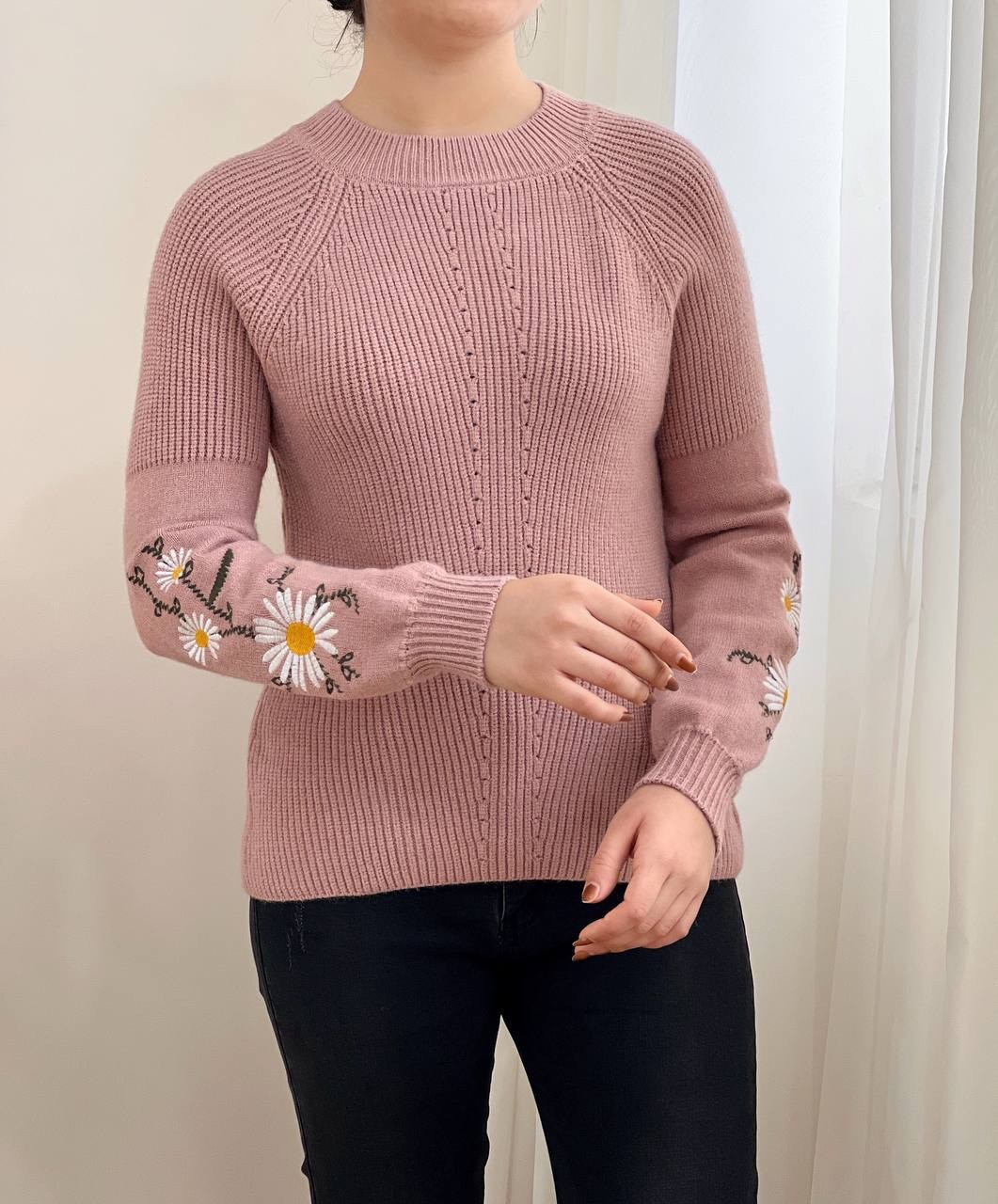 پلیور بافت آستین گلدوزی کد 2384