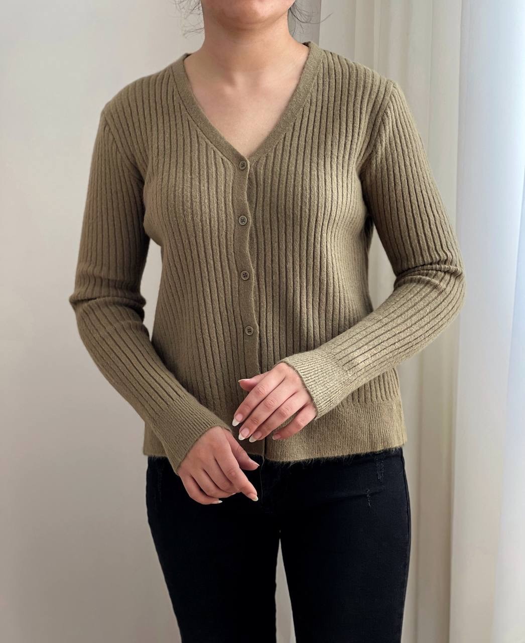 ژاکت بافت جلو دکمه کبریتی کد2391