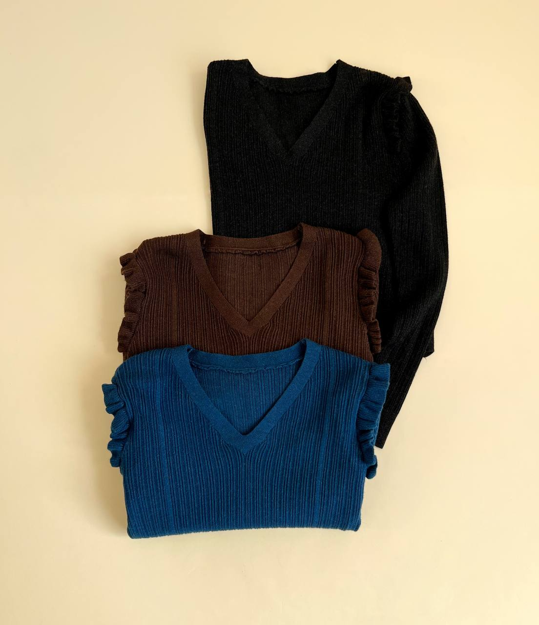 کراپ بافت سرشانه چین دار شاین دار کد 2392