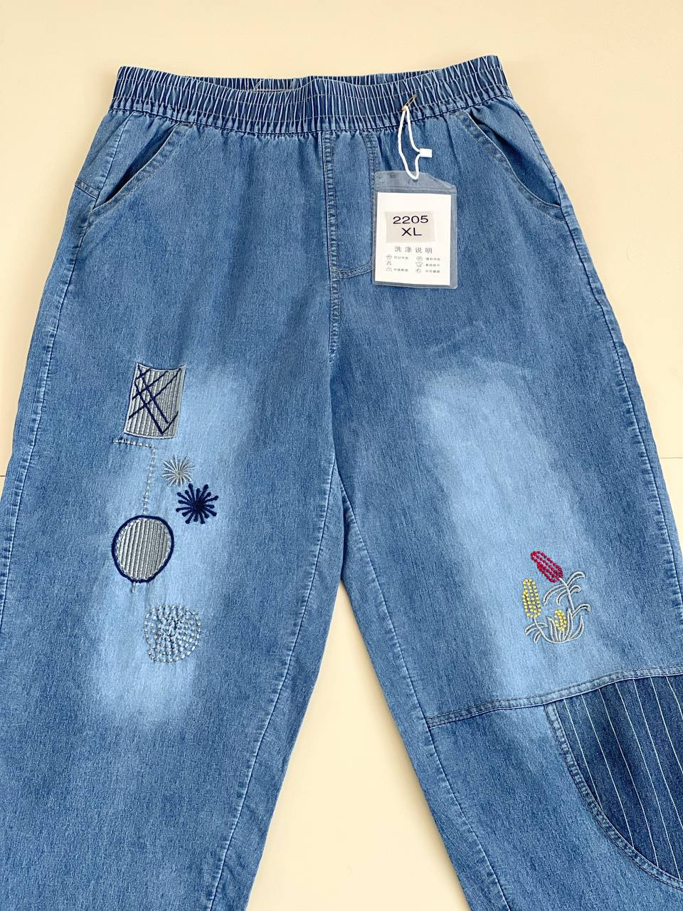 شلوار جین کاغذی گلدوزی کد 2396