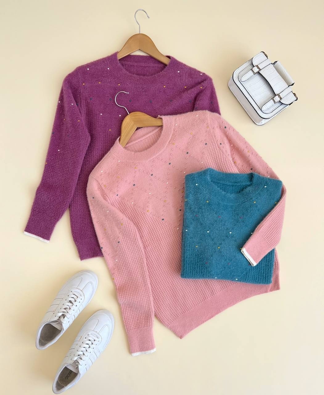 پلیور بافت موهر یقه گرد کد 2402