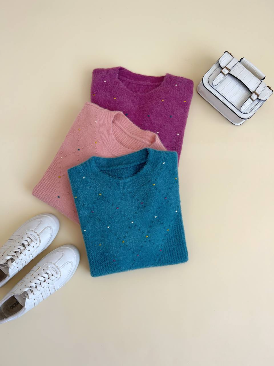 پلیور بافت موهر یقه گرد کد 2402