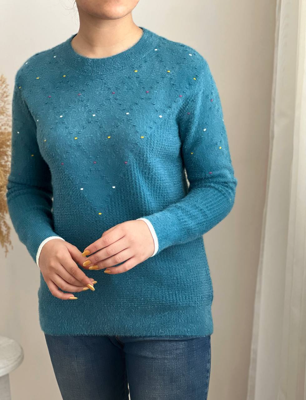 پلیور بافت موهر یقه گرد کد 2402