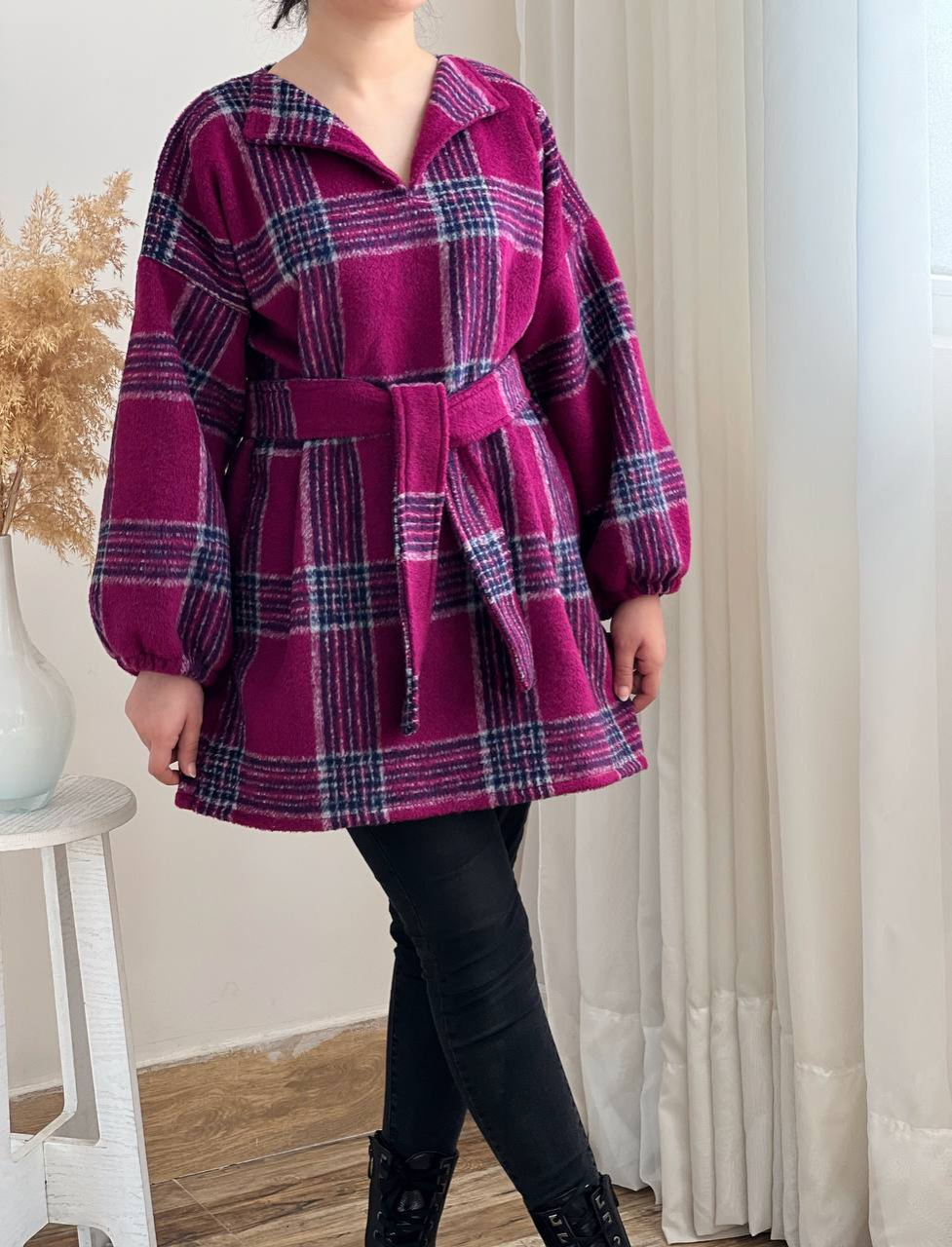 تونیک چهارخونه پشمی کد 2414