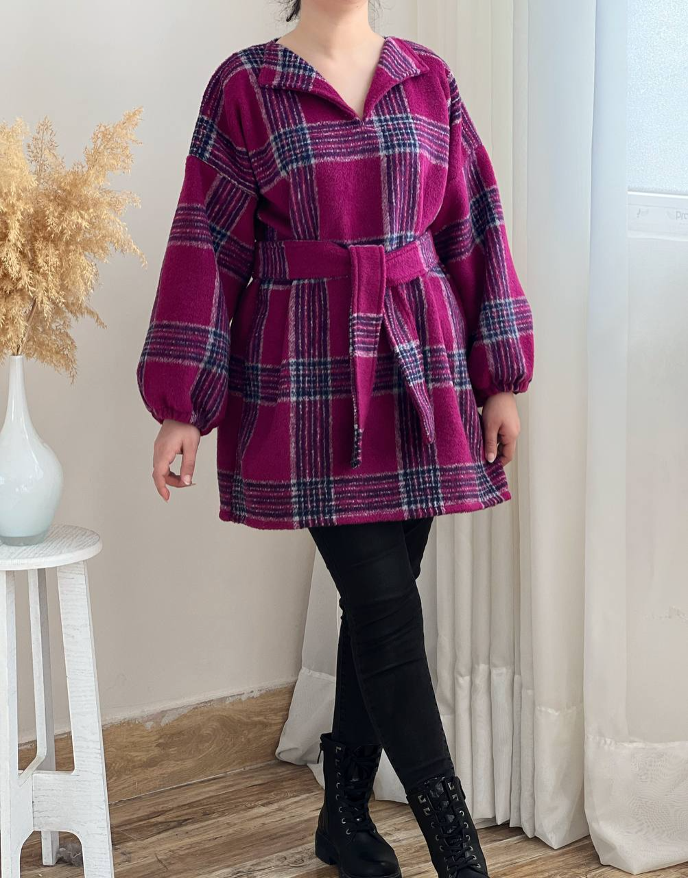 تونیک چهارخونه پشمی کد 2414