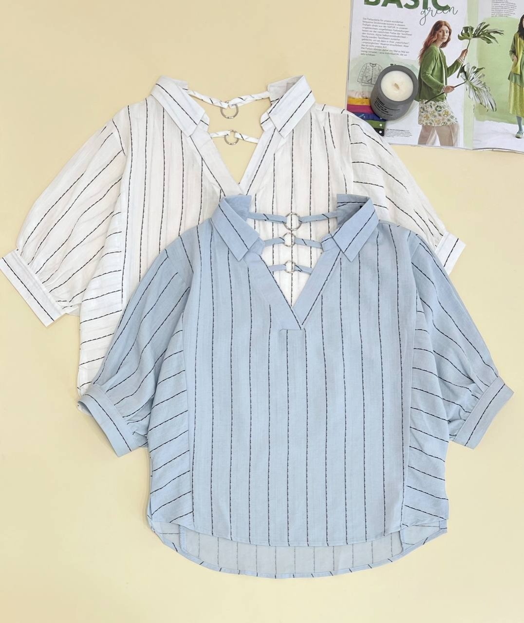 شومیز آستین سه ربع پشت حلقه کد 2432