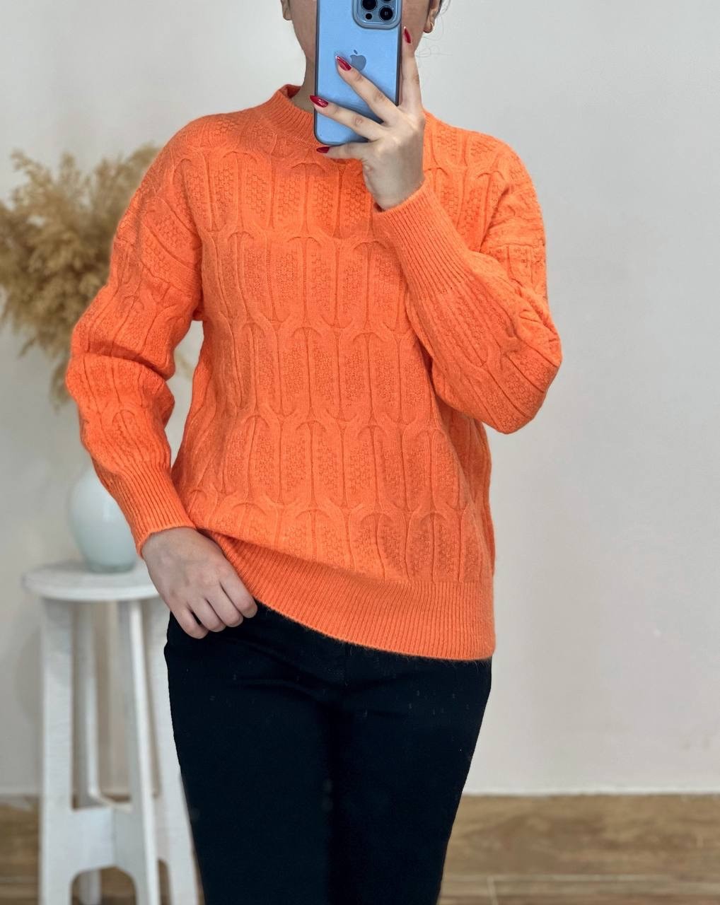 پلیور بافت یقه گرد استین مچی کد 2439