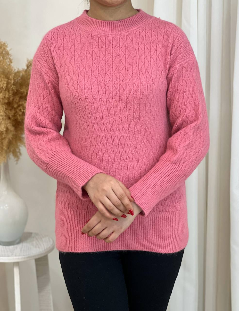 پلیور بافت یقه گرد زیگزاکی کد 2440