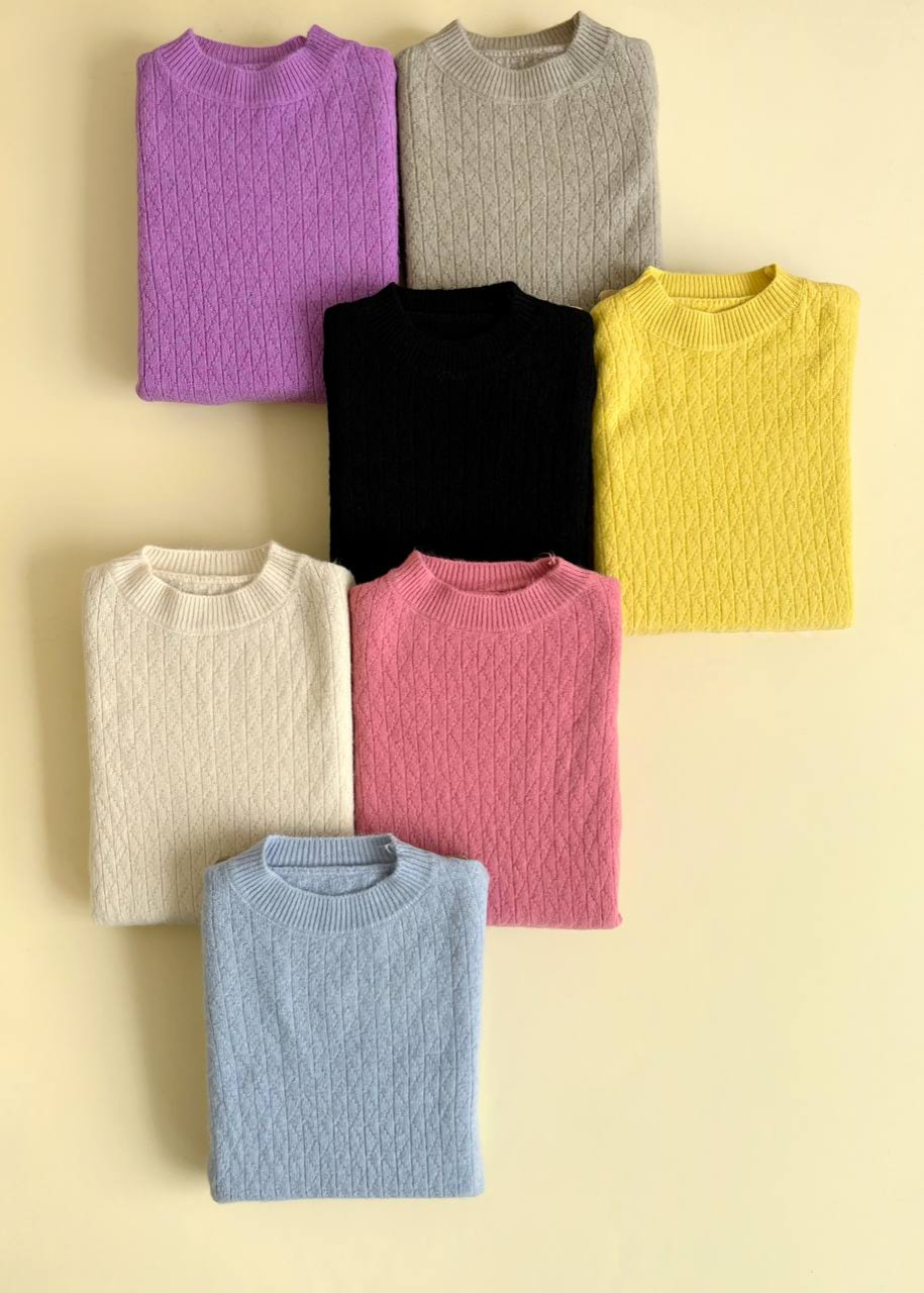 پلیور بافت یقه گرد زیگزاکی کد 2440