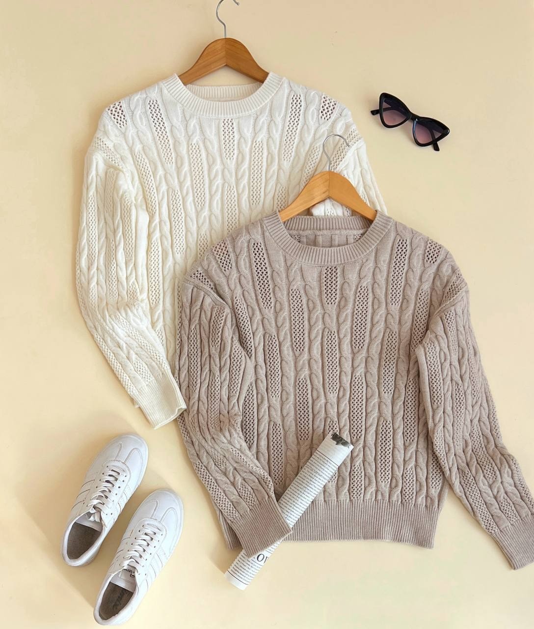 پلیور بافت زنجیری 5 رنگ کد 2442