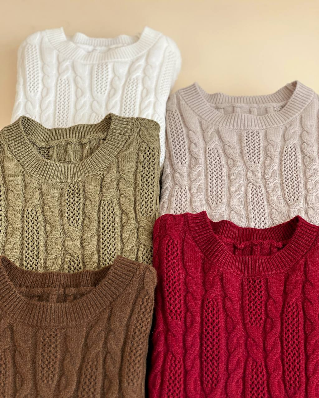 پلیور بافت زنجیری 5 رنگ کد 2442