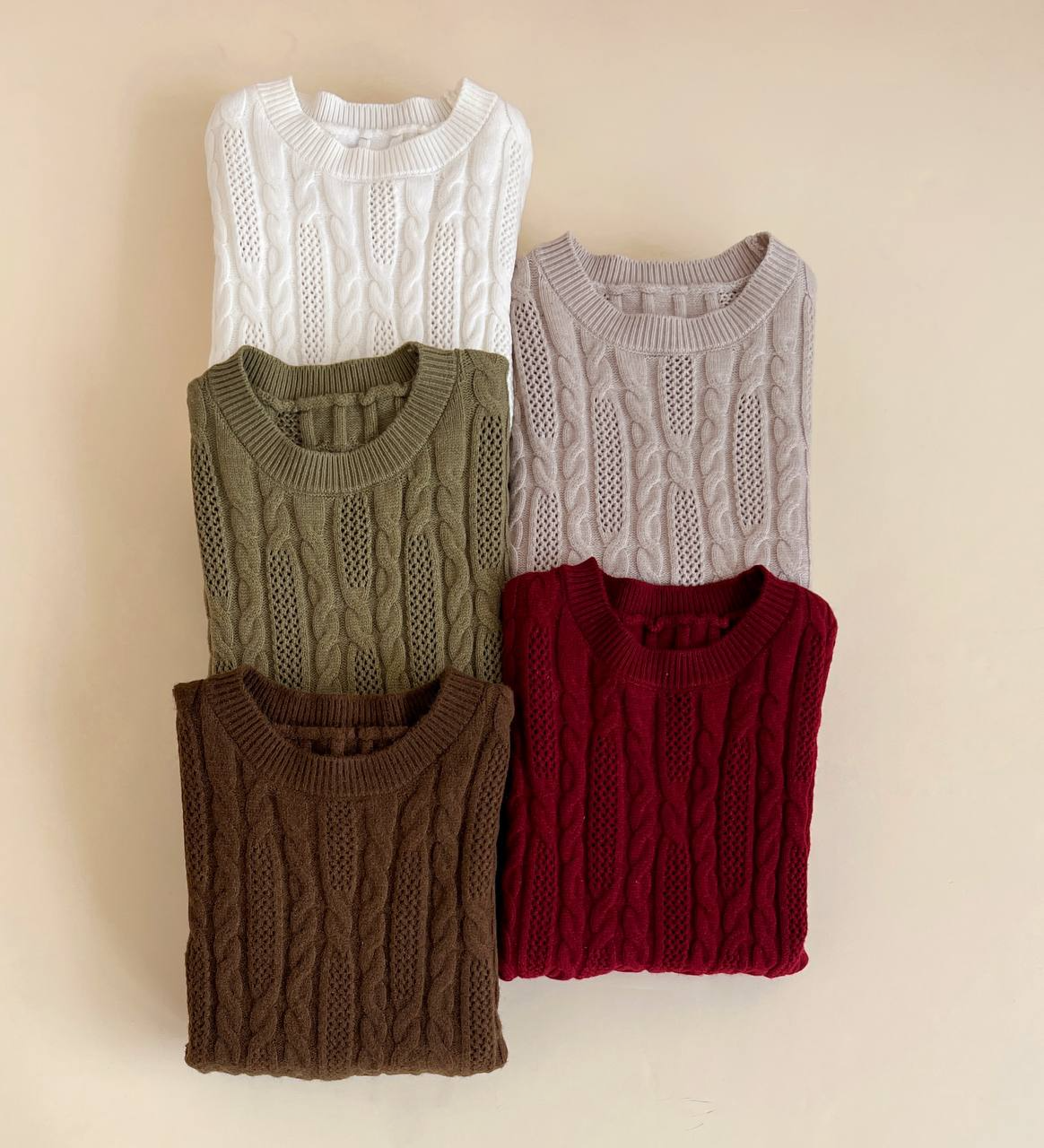 پلیور بافت زنجیری 5 رنگ کد 2442