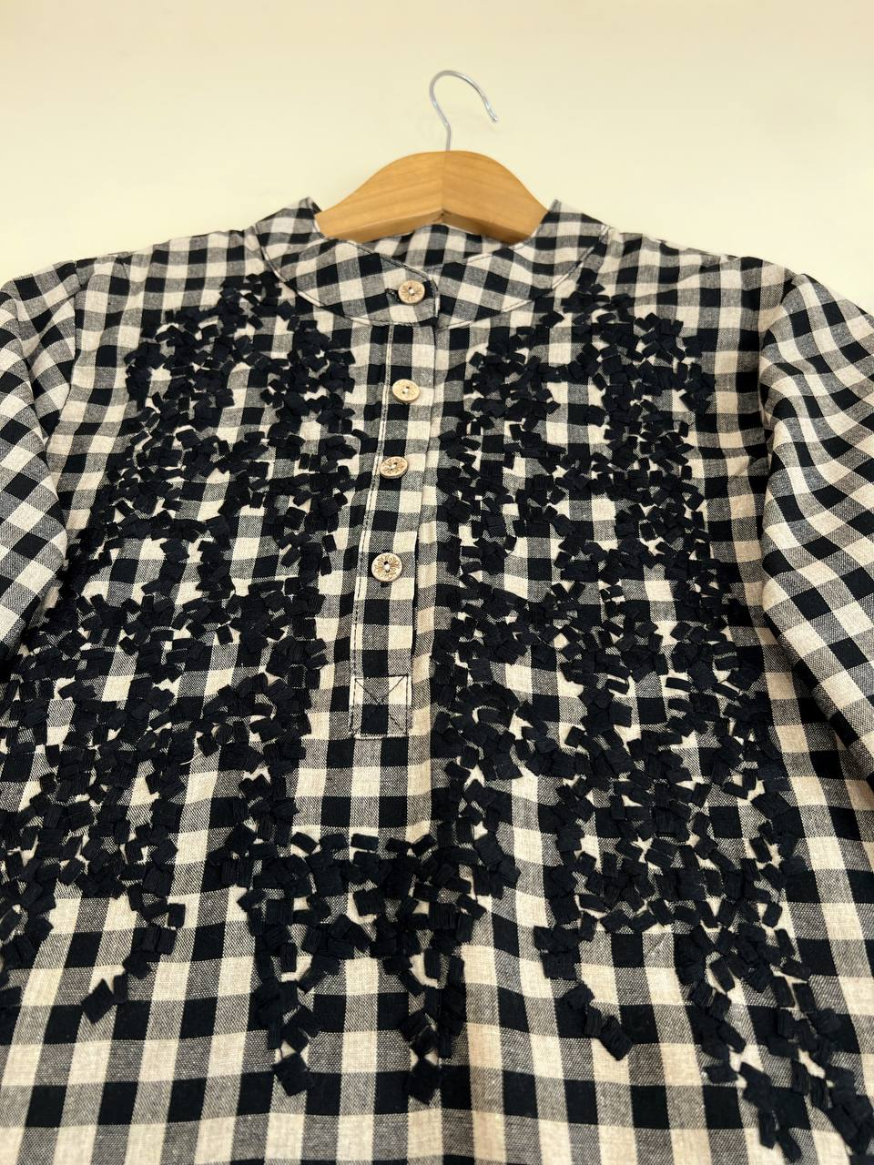 تونیک چهارخونه گلدوزی شده کد 2449