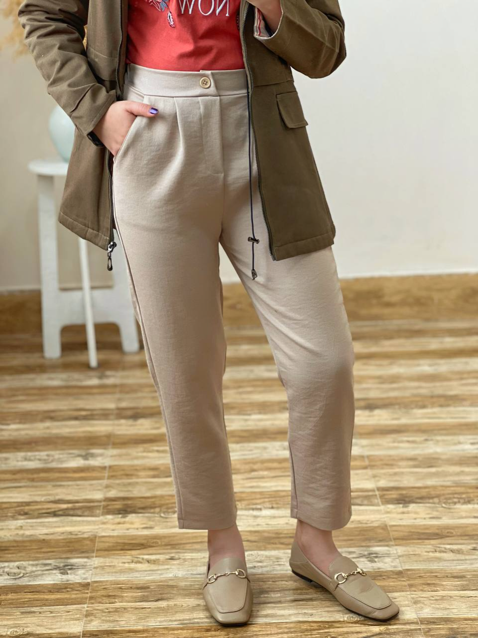 شلوار جلو پیلی مام فیت کد 2450