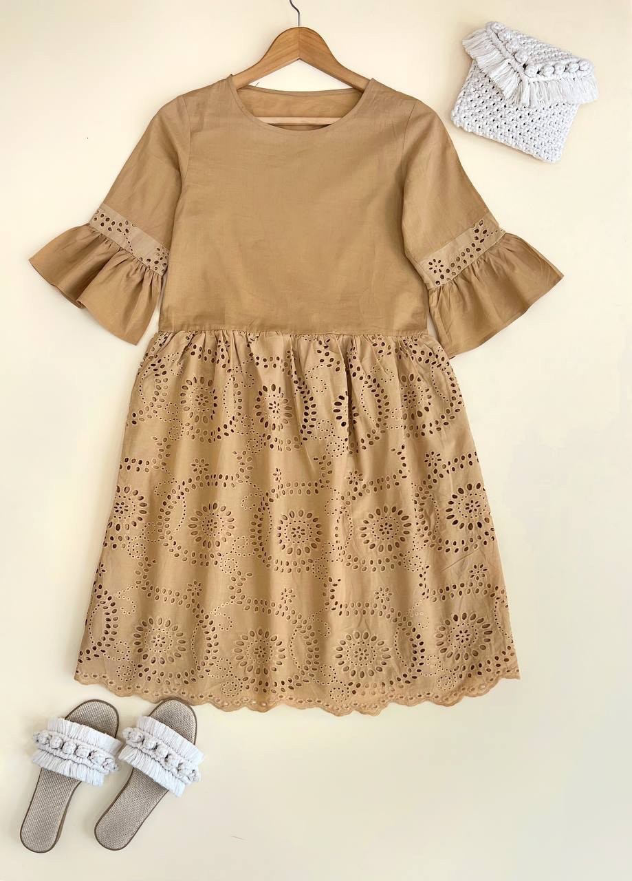 پیراهن خامه دوزی آستردار کد 2452