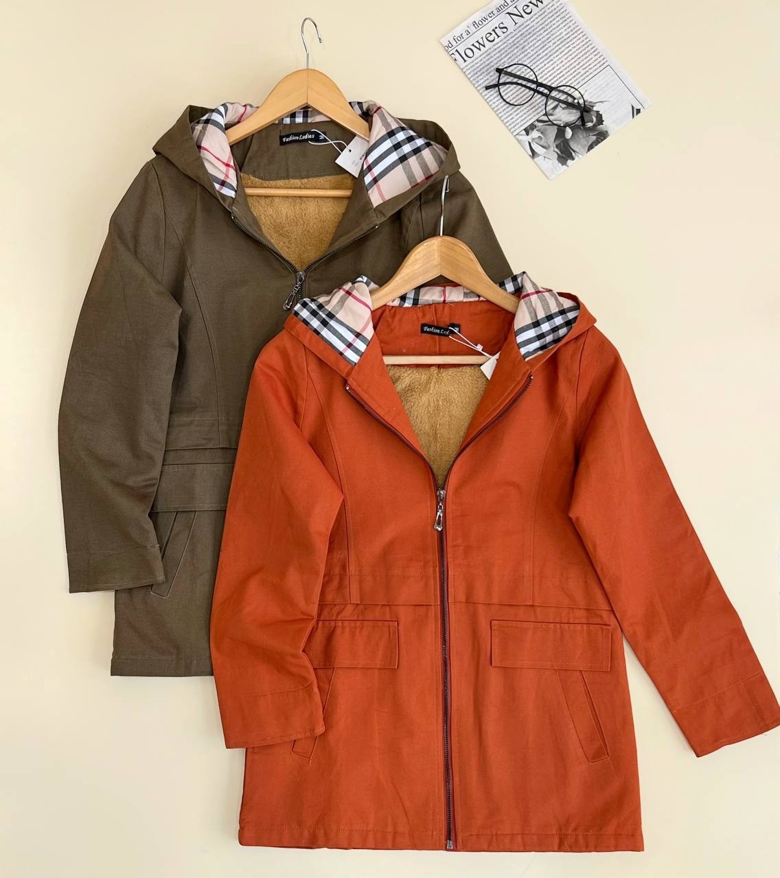 پالتو کتان داخل خز کد 2455