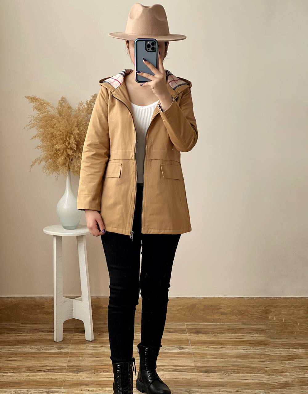 پالتو کتان داخل خز کد 2455