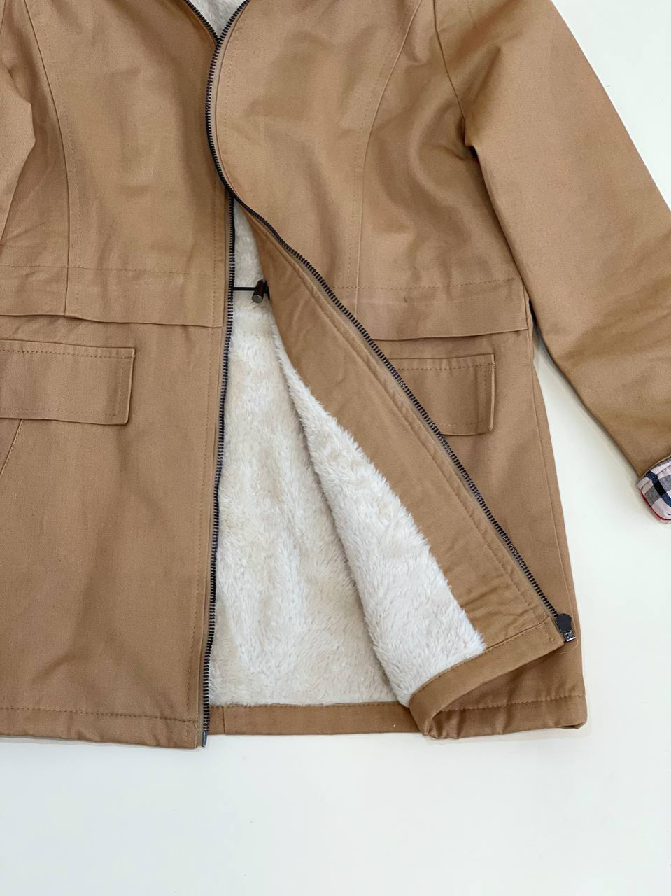 پالتو کتان داخل خز کد 2455