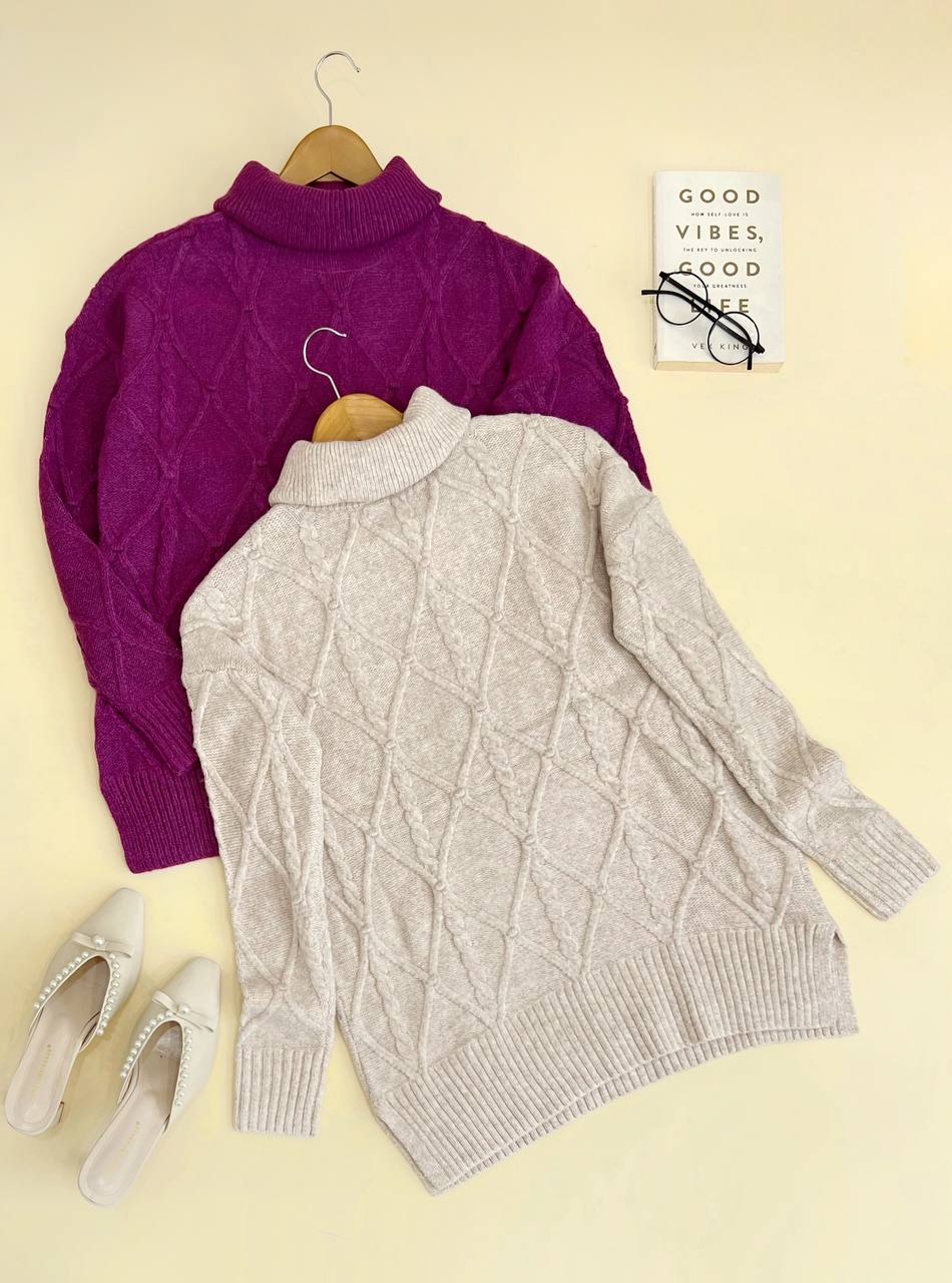 تونیک بافت یقه اسکی لوزی کد 2456