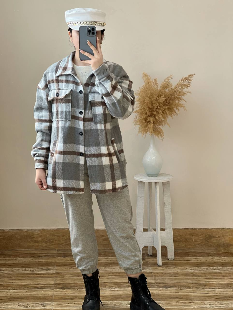 شکت چهارخونه پشمی وارداتی کد 2458