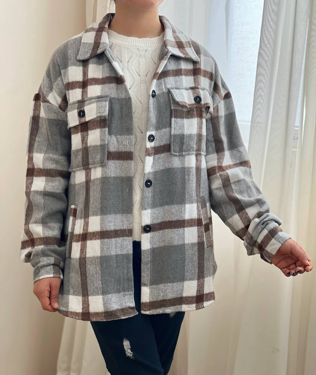 شکت چهارخونه پشمی وارداتی کد 2458