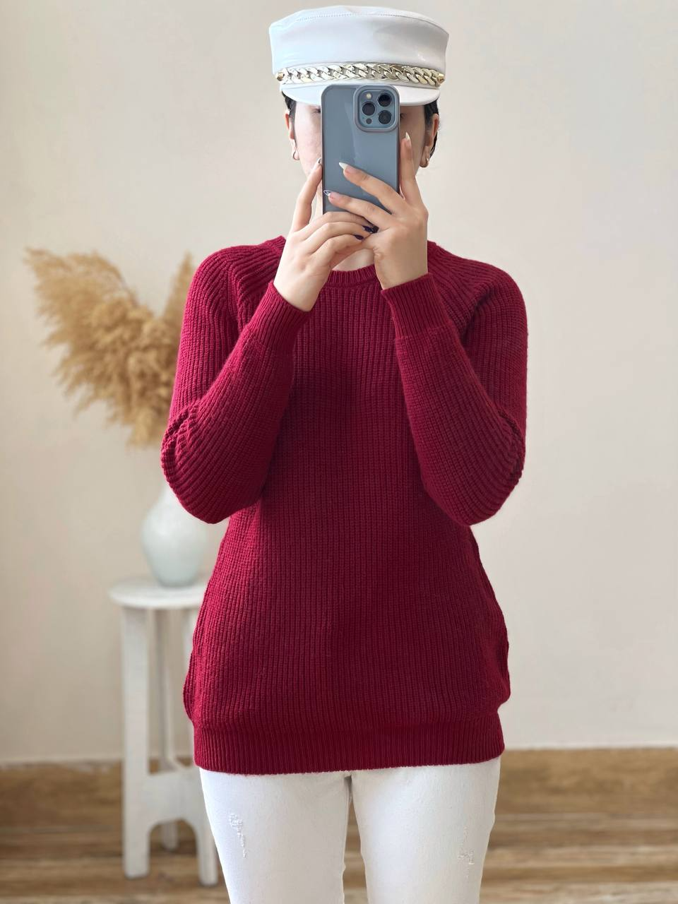 پلیور بافت یقه گرد ساده کد 2459