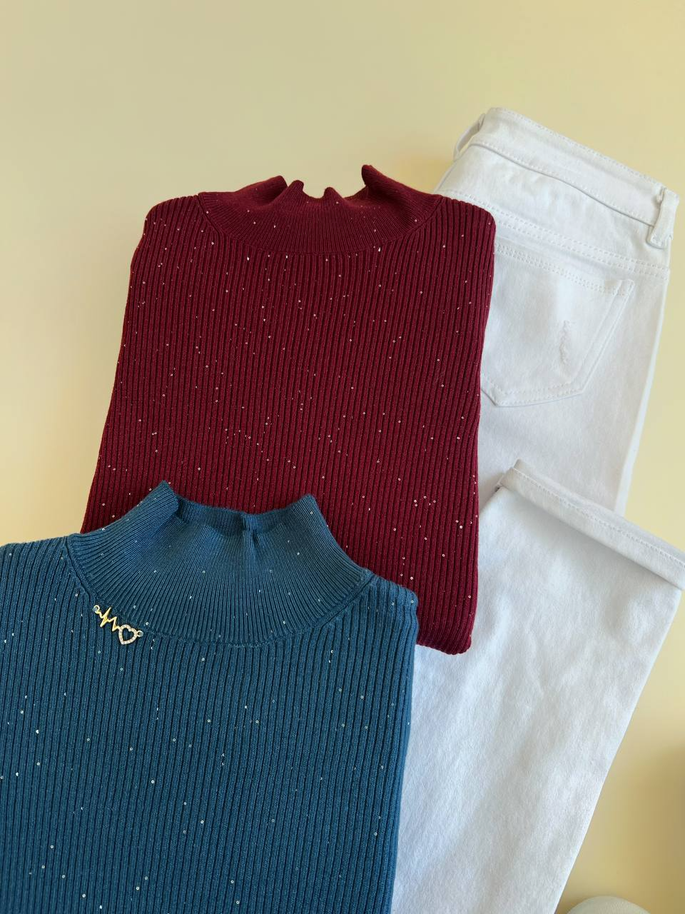 پلیور بافت کبریتی یقه سه سانت پولک دوزی کد 2467