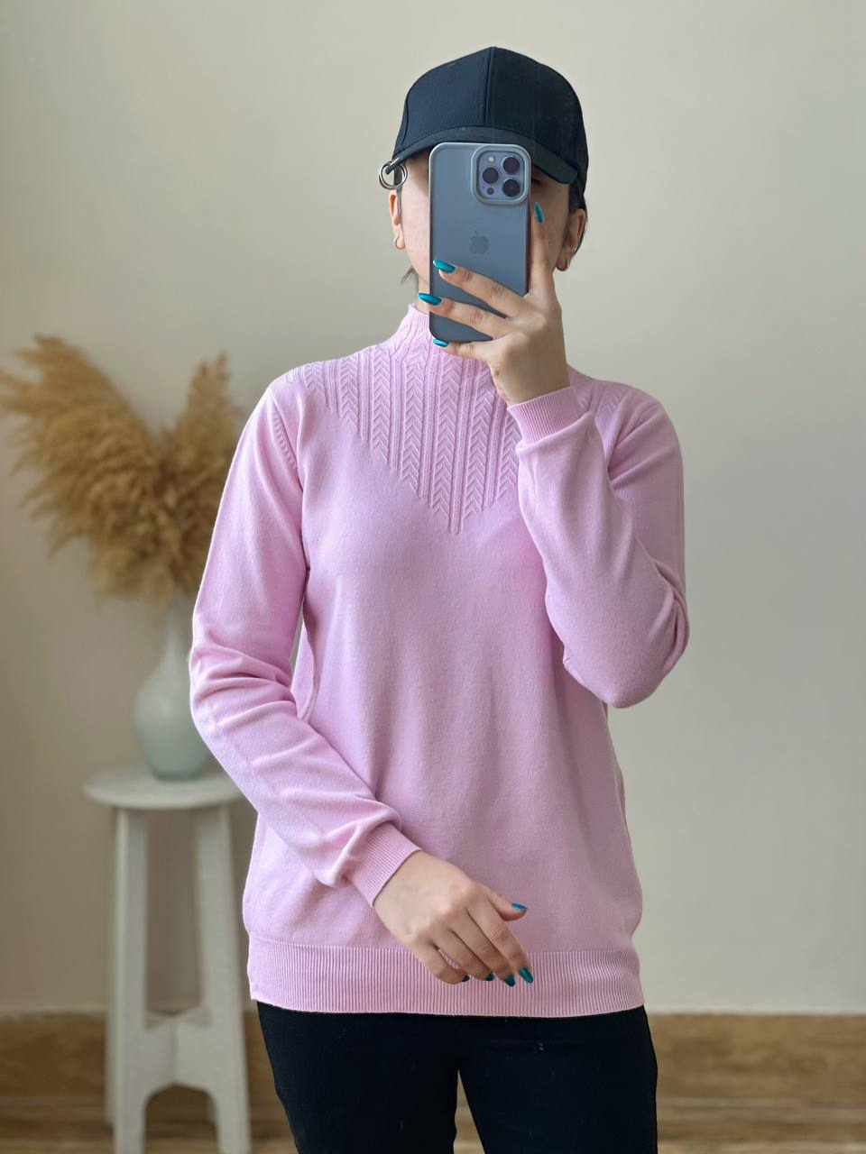 پلیور بافت یقه ایستاده کد 2474