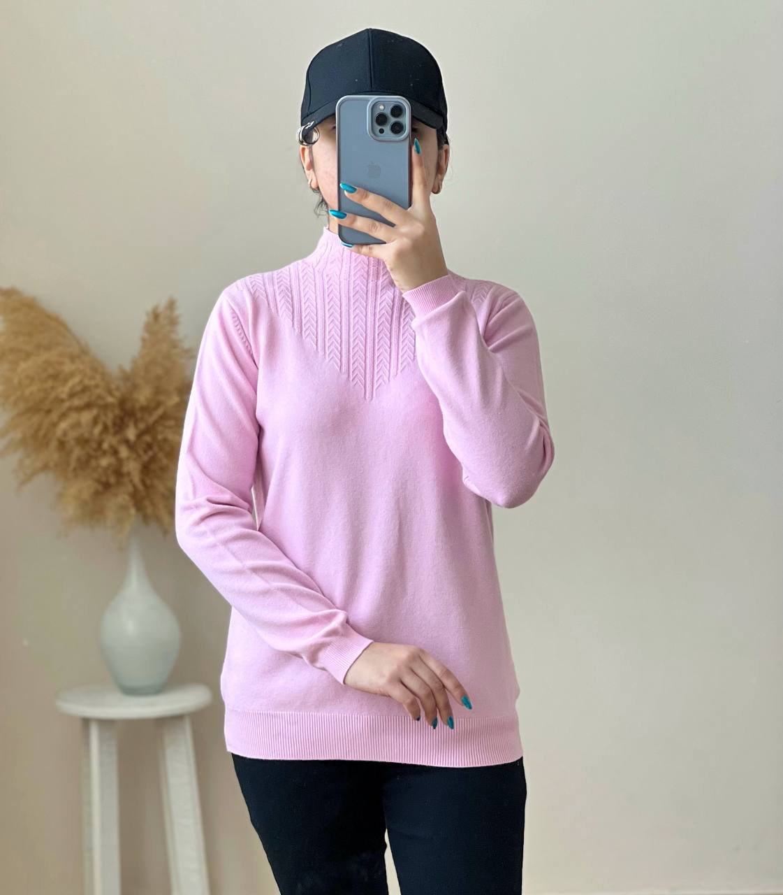 پلیور بافت یقه ایستاده کد 2474