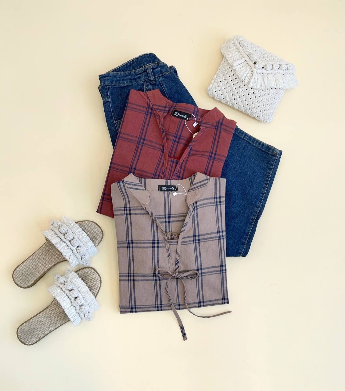 شومیز چهار خونه دو رنگ کد 2479