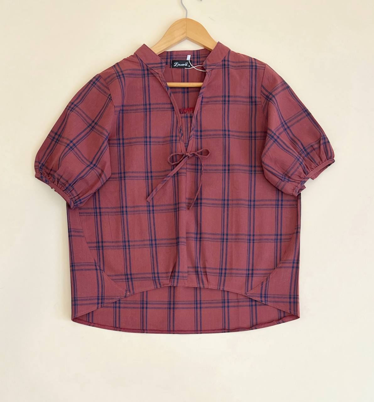 شومیز چهار خونه دو رنگ کد 2479