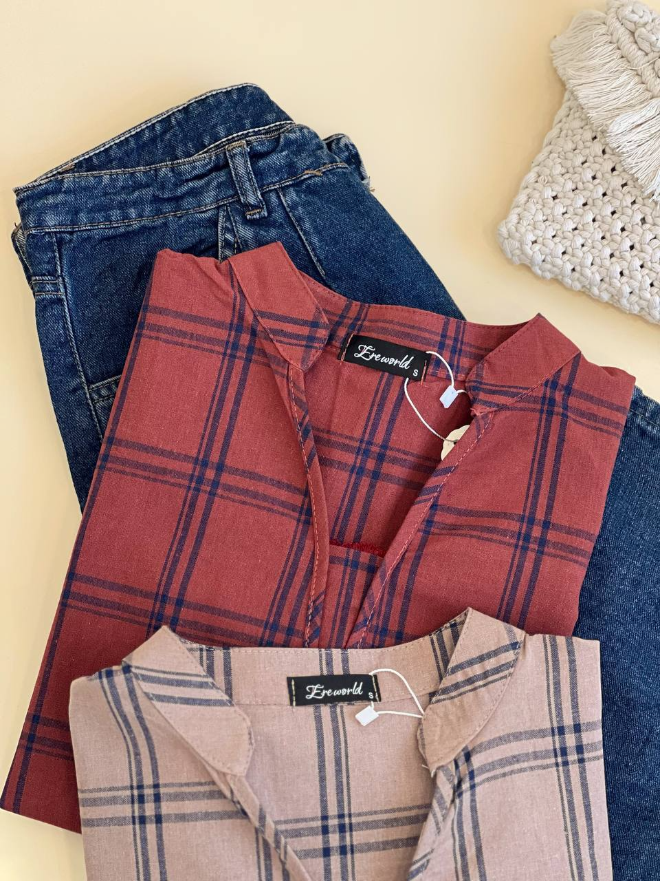 شومیز چهار خونه دو رنگ کد 2479