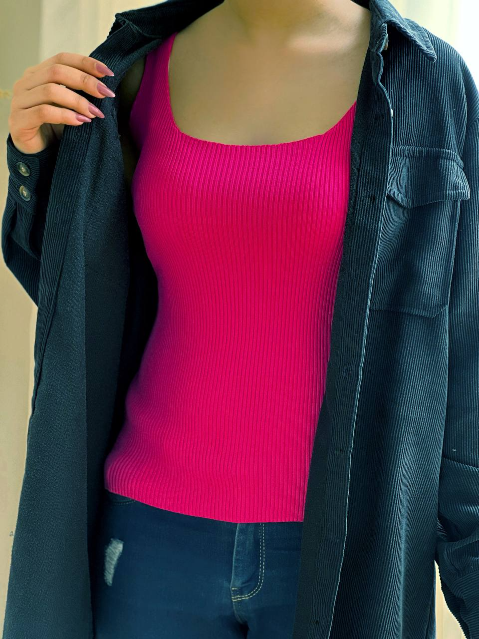 تاپ یقه گرد ساده کبریتی کد2484