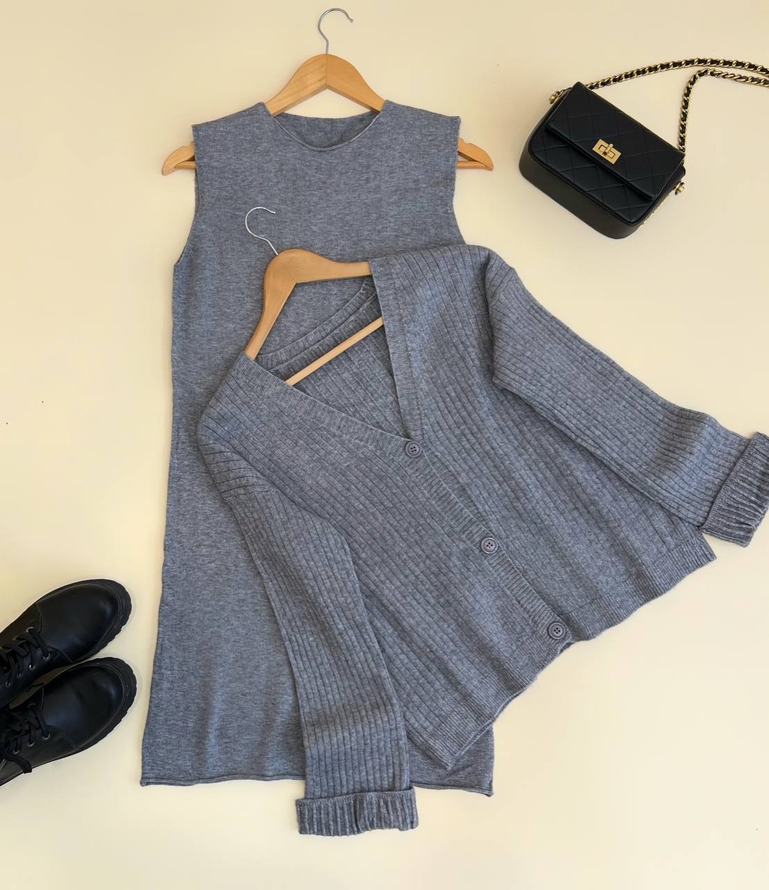 ست سارافن + ژاکت بافت کد 2494