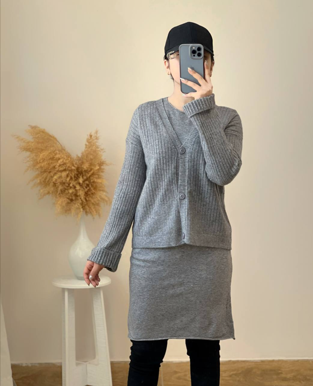 ست سارافن + ژاکت بافت کد 2494